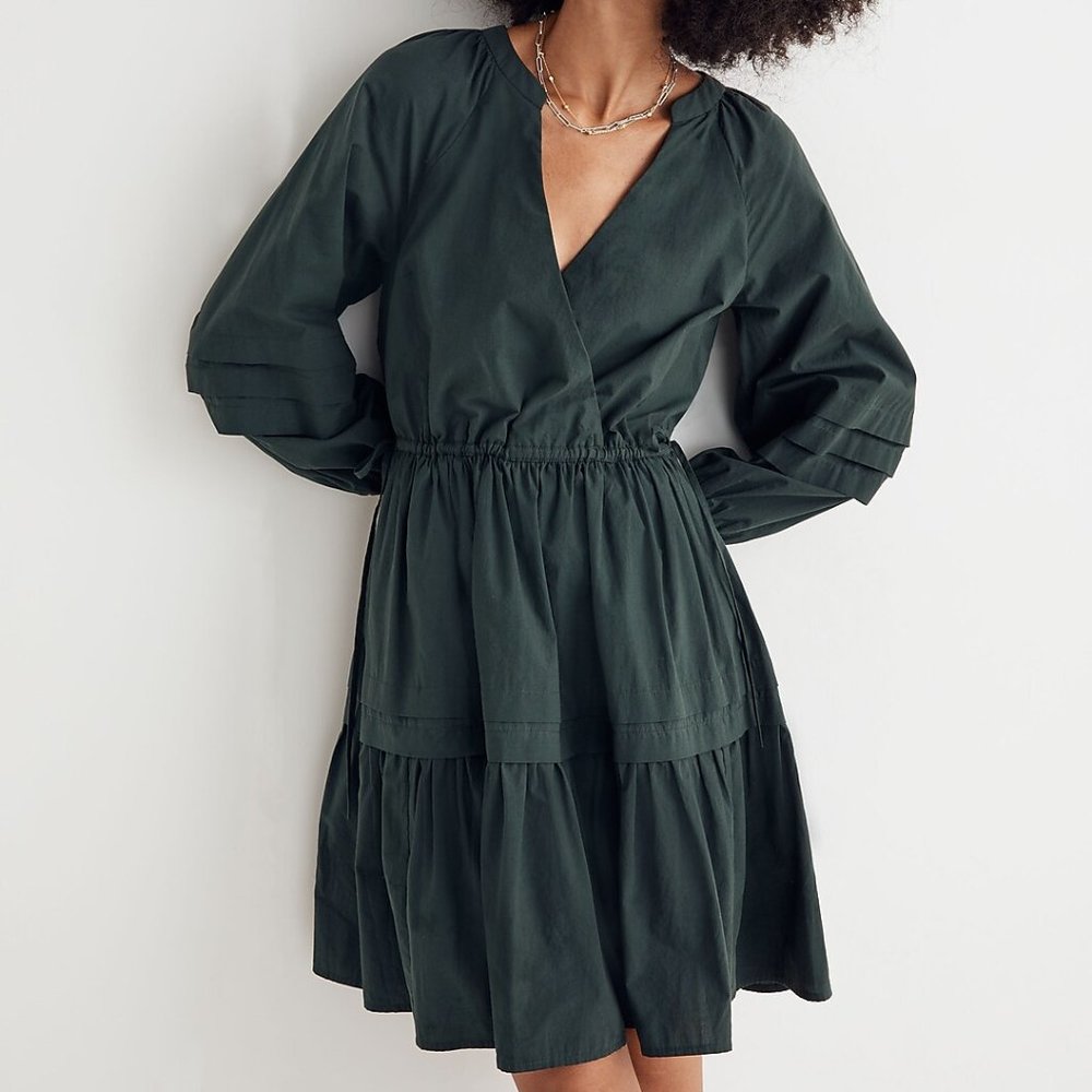 Madewell Crinkle Poplin Wrap Mini Dress - Small